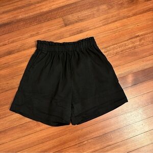 ADAY Ease In Black Elastic Waist Stretch Linen Shorts size medium